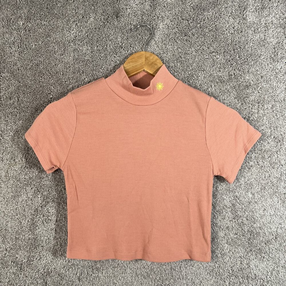 Urban Outfitters Desert Dreamer Crop Top Womens Large Coral Mock Neck Pullover